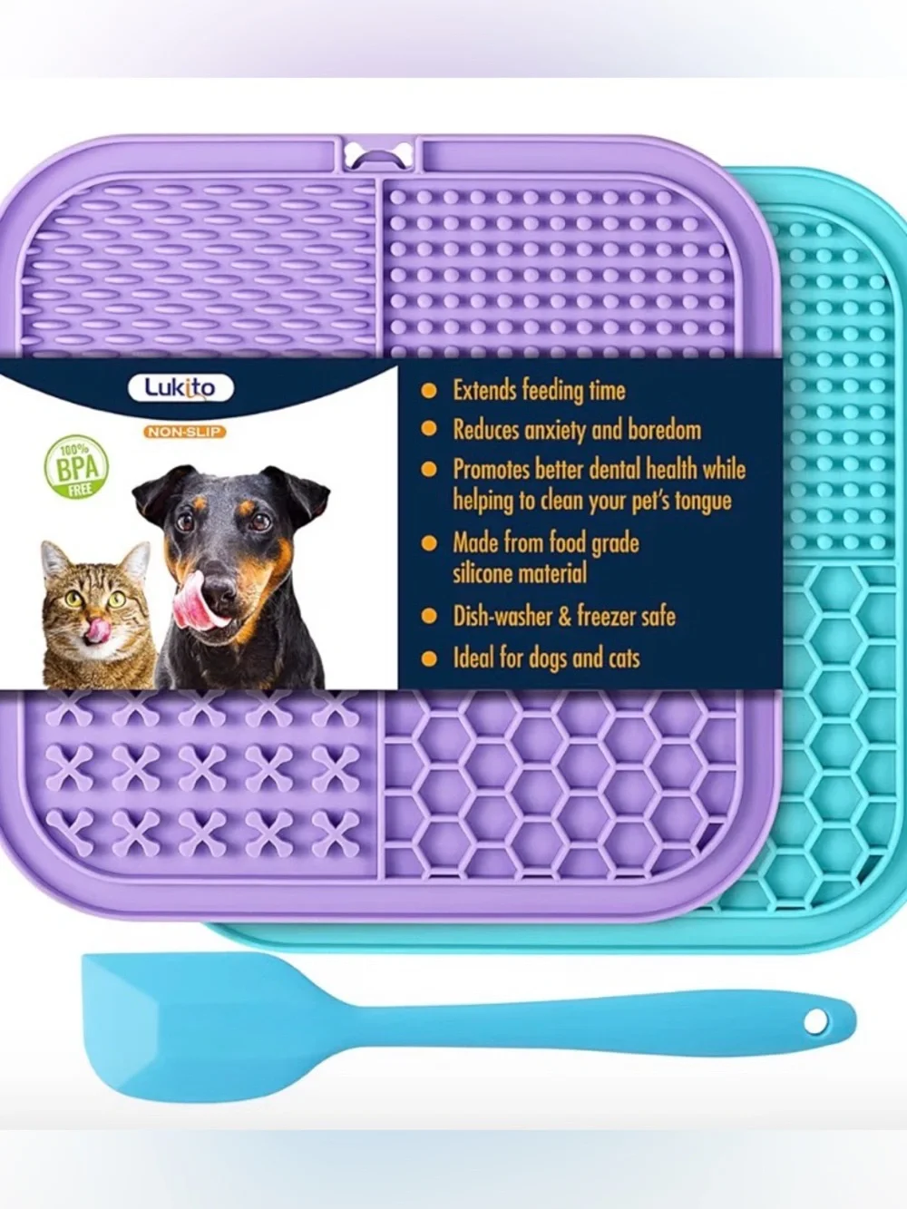 Lick Mat for Dogs & Cats 2 Pack Suction Cups, Anxiety Relief, Keep Them Busy,